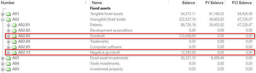 Showing Goodwill And Negative Goodwill Separately On The Balance Sheet 